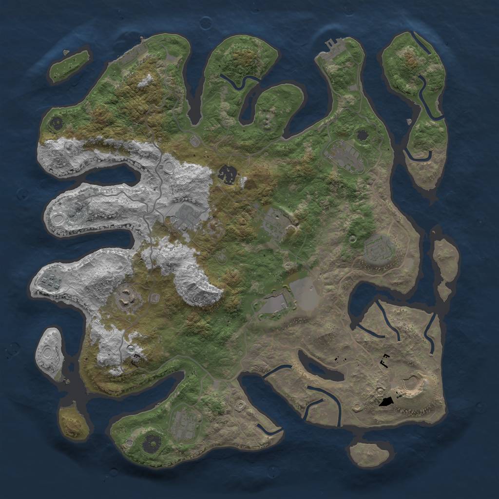 Rust Map: Procedural Map, Size: 4000, Seed: 582555, 17 Monuments