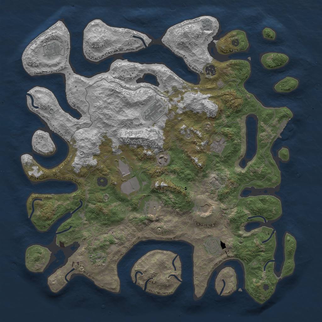 Rust Map: Procedural Map, Size: 4500, Seed: 412934883, 18 Monuments