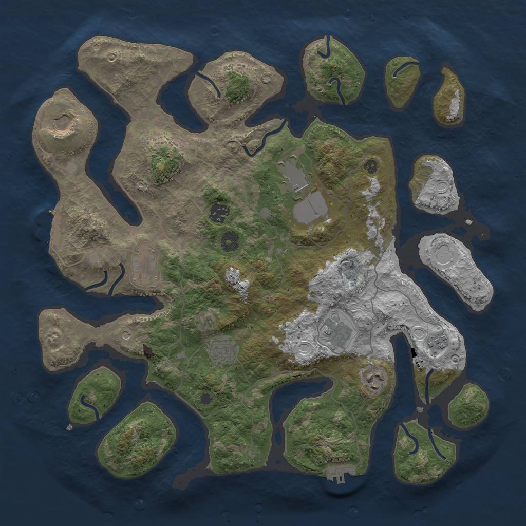 Rust Map: Procedural Map, Size: 4000, Seed: 292302, 16 Monuments