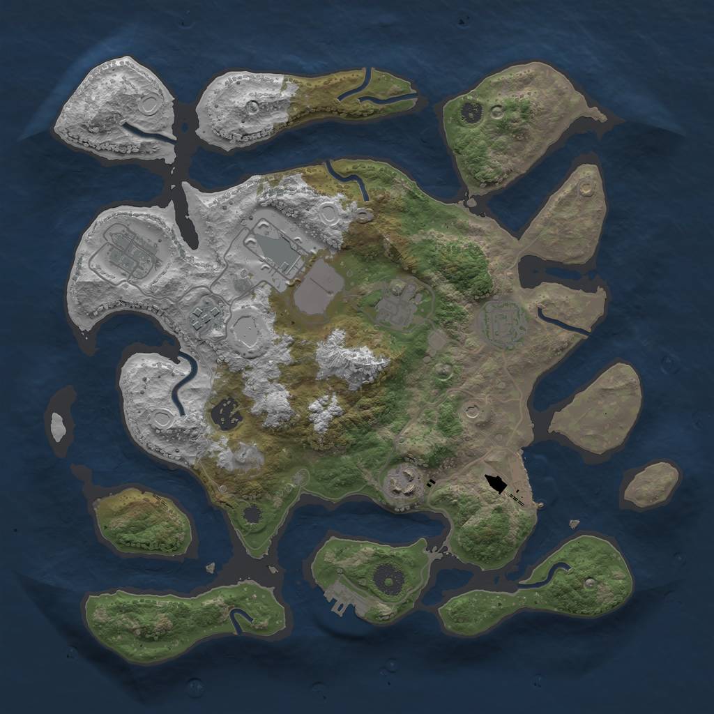 Rust Map: Procedural Map, Size: 3500, Seed: 2355529, 15 Monuments