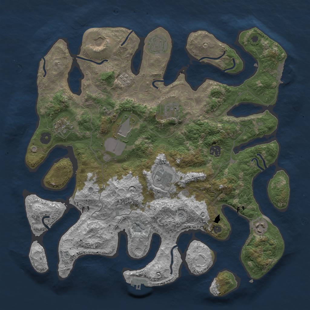 Rust Map: Procedural Map, Size: 4000, Seed: 801293, 17 Monuments