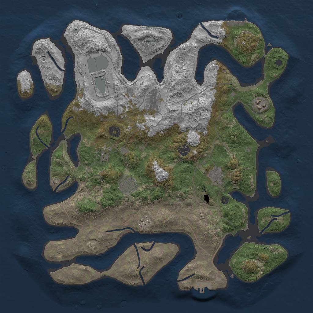 Rust Map: Procedural Map, Size: 4000, Seed: 895019, 16 Monuments