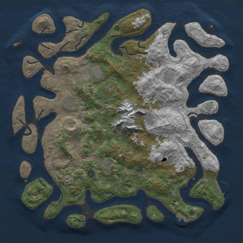 Rust Map: Procedural Map, Size: 5000, Seed: 1728083455, 19 Monuments