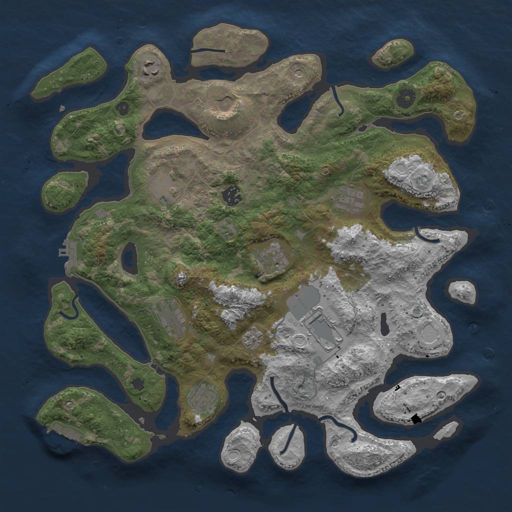 Rust Map: Procedural Map, Size: 3950, Seed: 451534808, 18 Monuments