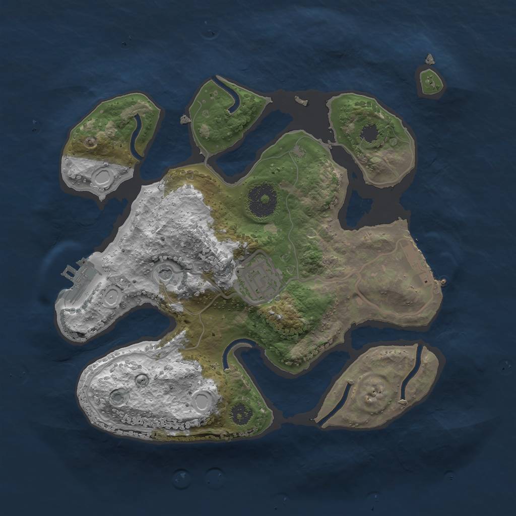 Rust Map: Procedural Map, Size: 2500, Seed: 666666666, 9 Monuments