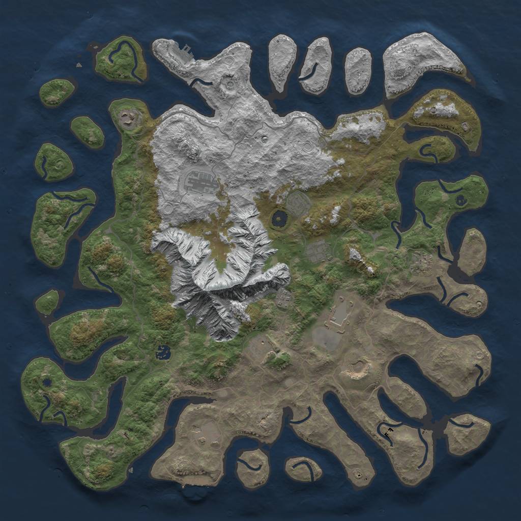 Rust Map: Procedural Map, Size: 5000, Seed: 53972, 19 Monuments