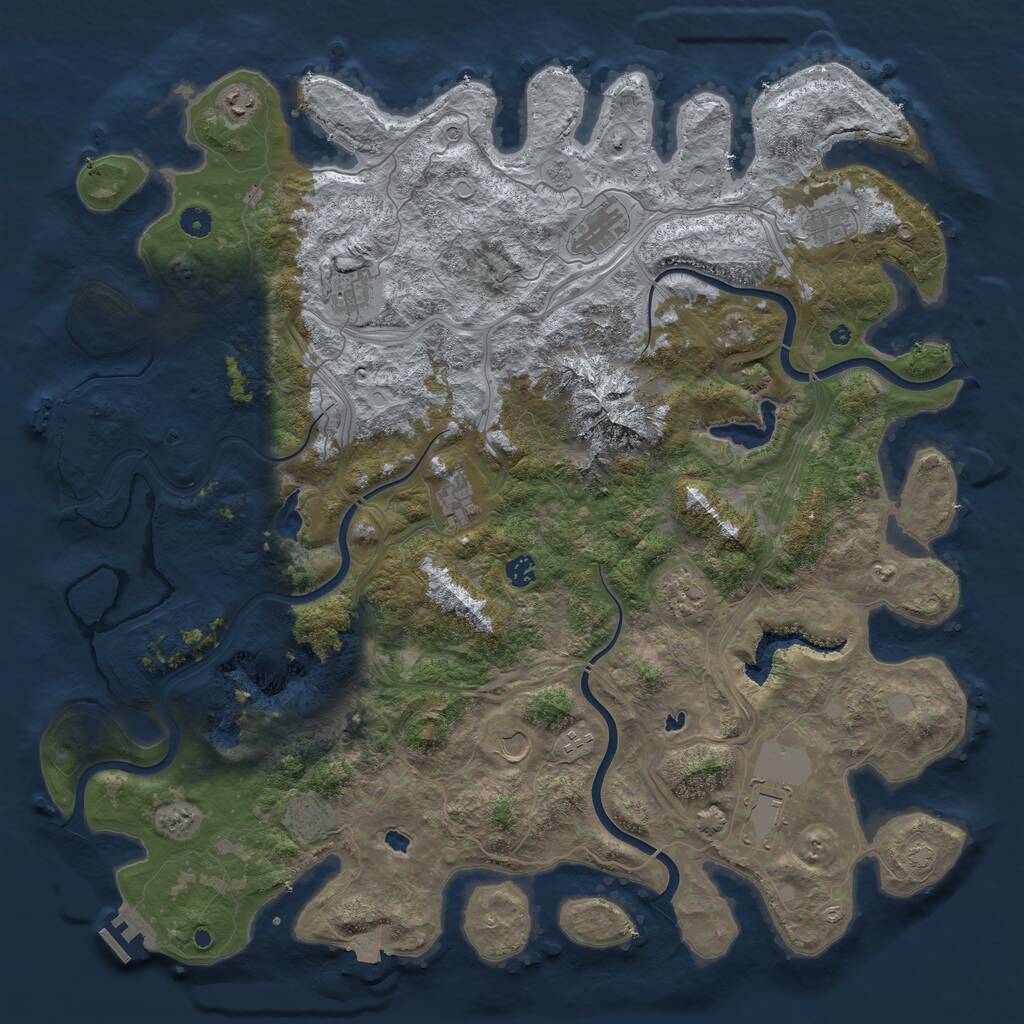 Rust Map: Procedural Map, Size: 5000, Seed: 53972, 17 Monuments