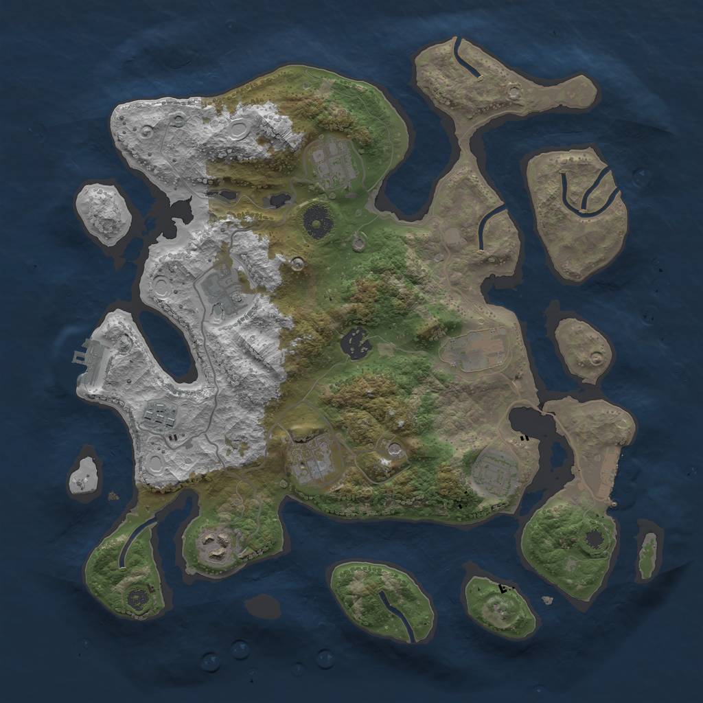 Rust Map: Procedural Map, Size: 3436, Seed: 12608, 16 Monuments