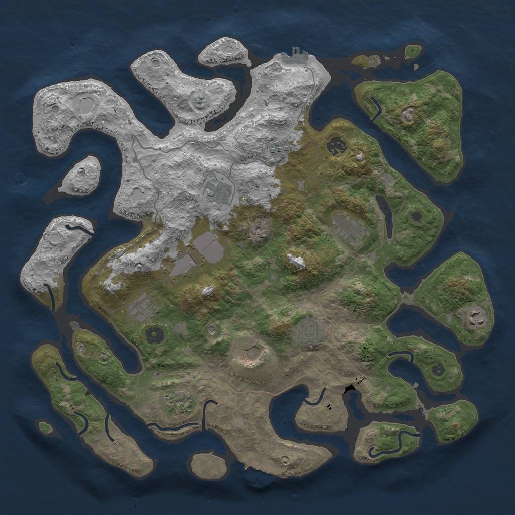 Rust Map: Procedural Map, Size: 4250, Seed: 447580455, 18 Monuments