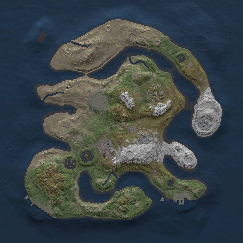 Rust Map: Procedural Map, Size: 3000, Seed: 364664416, 13 Monuments