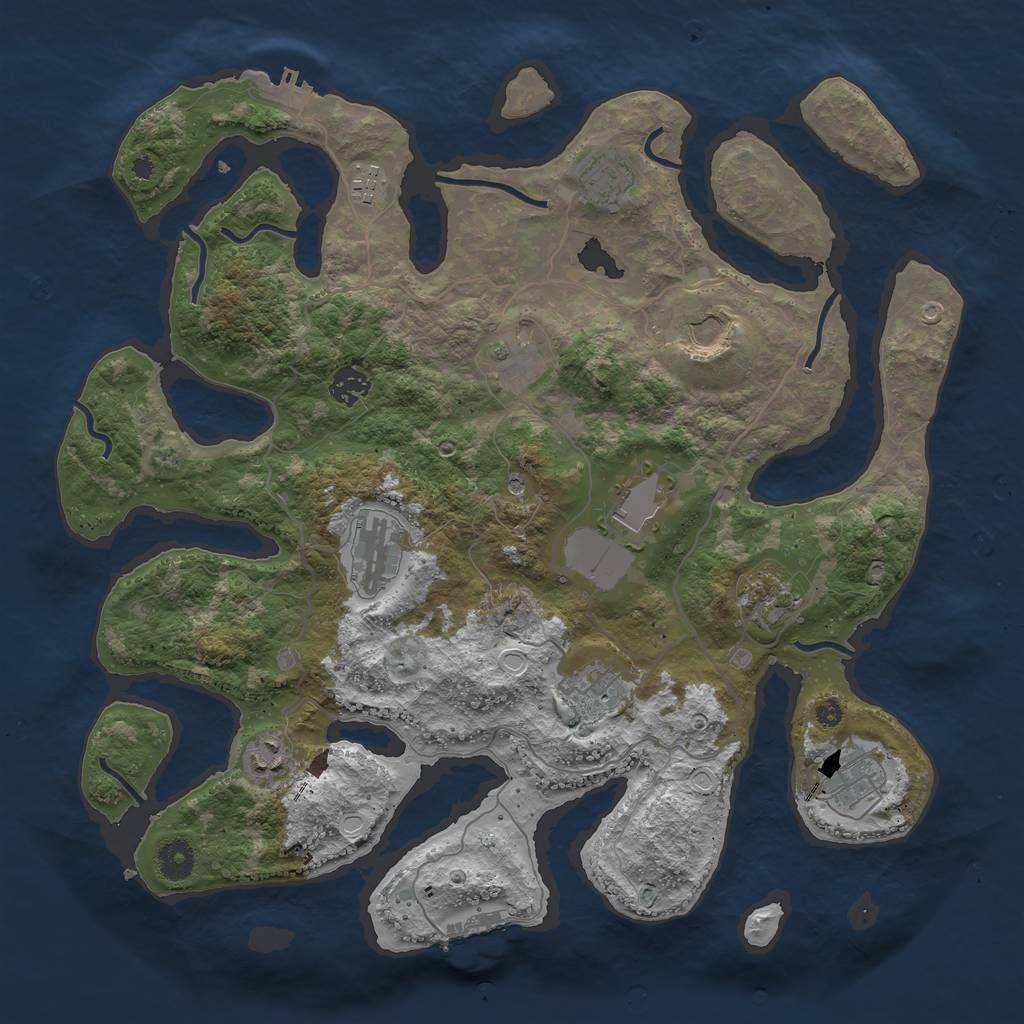 Rust Map: Procedural Map, Size: 4000, Seed: 375264987, 19 Monuments