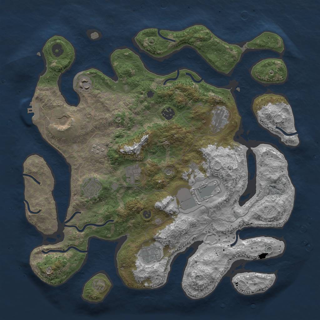 Rust Map: Procedural Map, Size: 3900, Seed: 28810, 16 Monuments