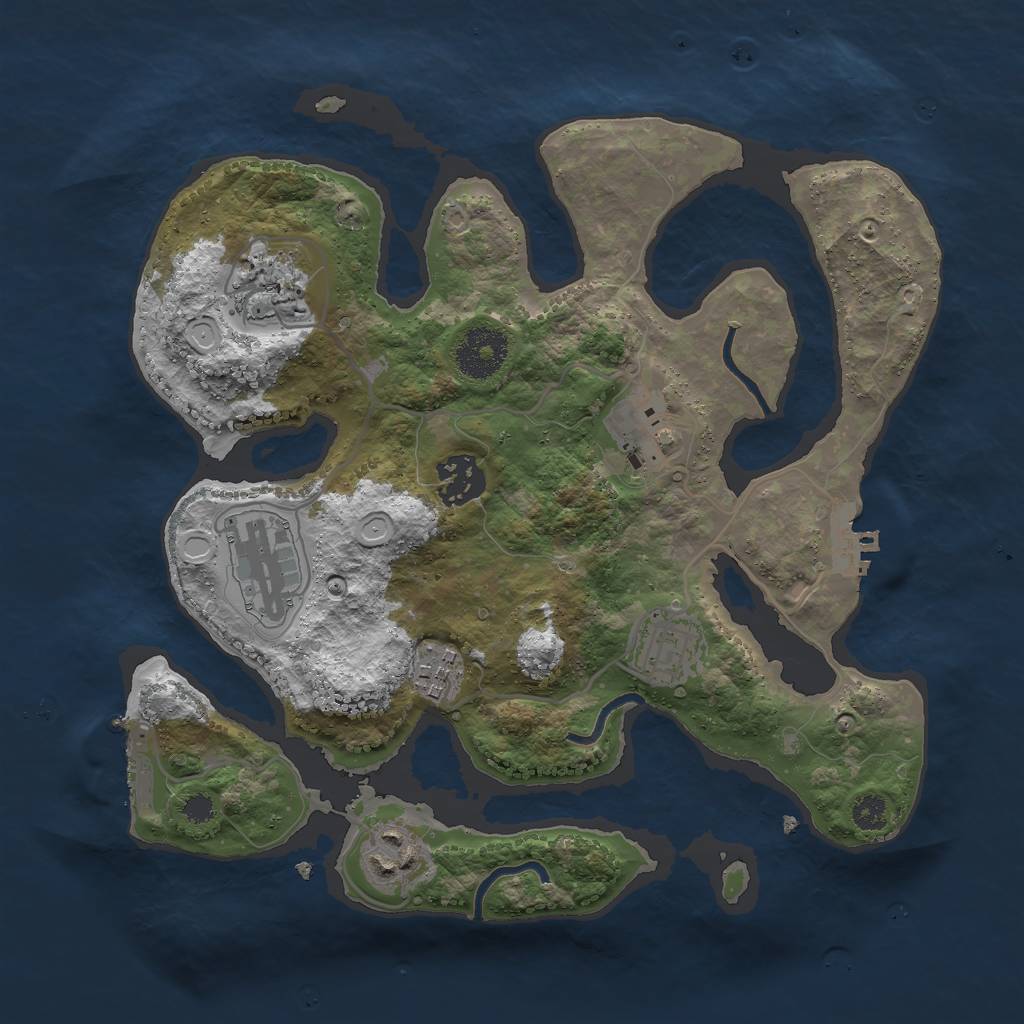 Rust Map: Procedural Map, Size: 3000, Seed: 1887223238, 14 Monuments