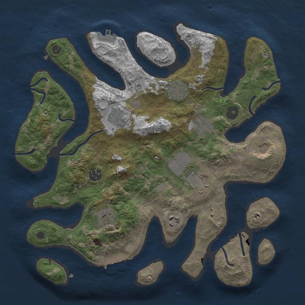 Rust Map: Procedural Map, Size: 3500, Seed: 1387423231, 16 Monuments
