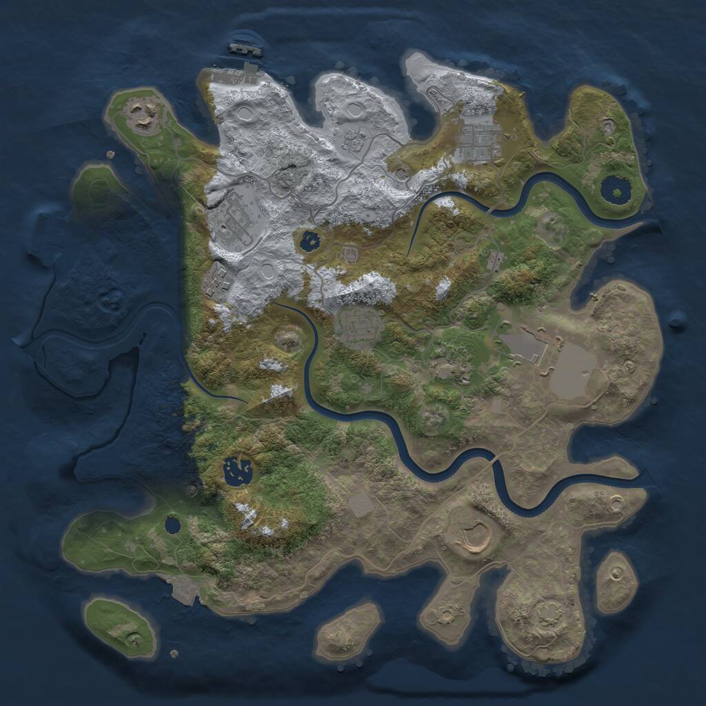 Rust Map: Procedural Map, Size: 3500, Seed: 1387423231, 15 Monuments