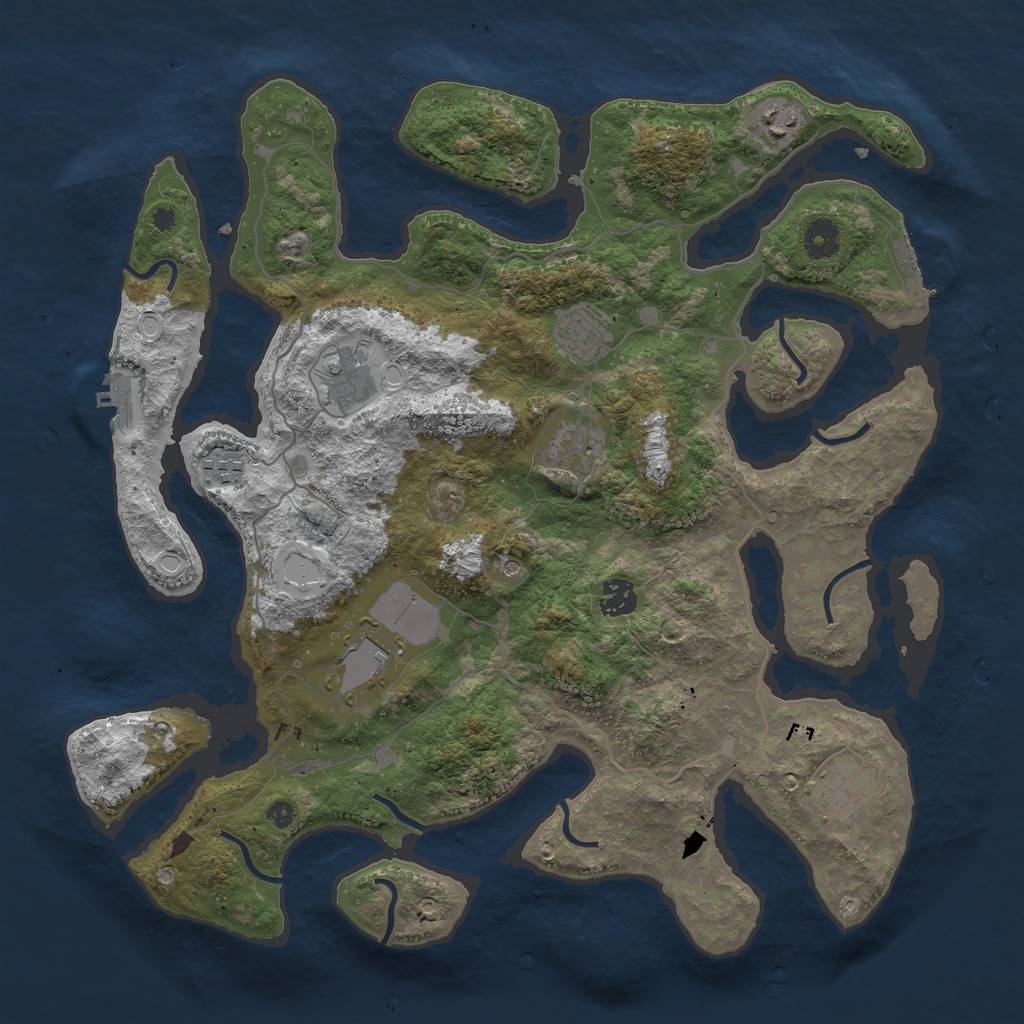 Rust Map: Procedural Map, Size: 4000, Seed: 345126, 16 Monuments