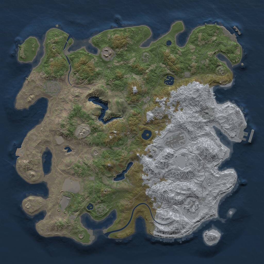 Rust Map: Procedural Map, Size: 4000, Seed: 795827, 13 Monuments