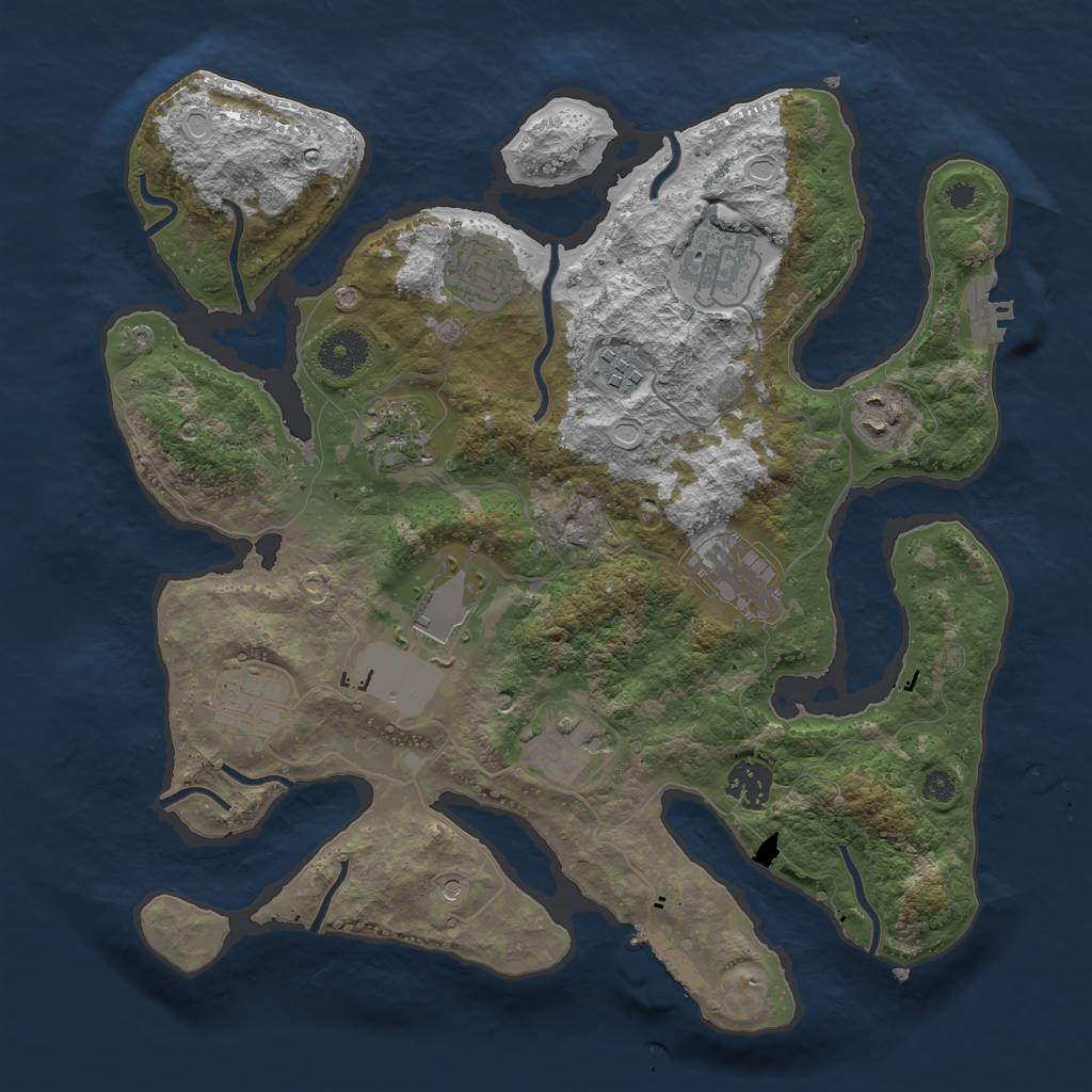 Rust Map: Procedural Map, Size: 3500, Seed: 1551143448, 18 Monuments