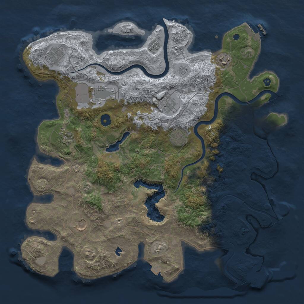 Rust Map: Procedural Map, Size: 4000, Seed: 4587243, 13 Monuments