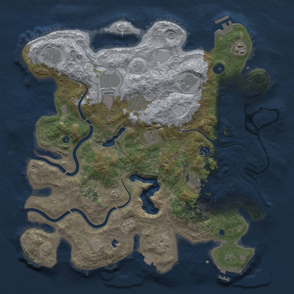 Rust Map: Procedural Map, Size: 4000, Seed: 4587243, 16 Monuments