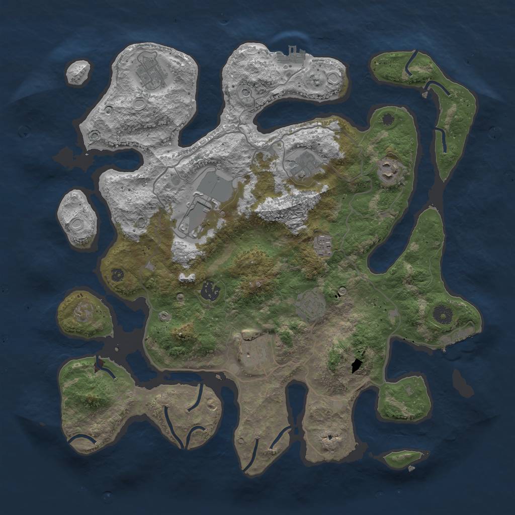 Rust Map: Procedural Map, Size: 4000, Seed: 653835, 16 Monuments