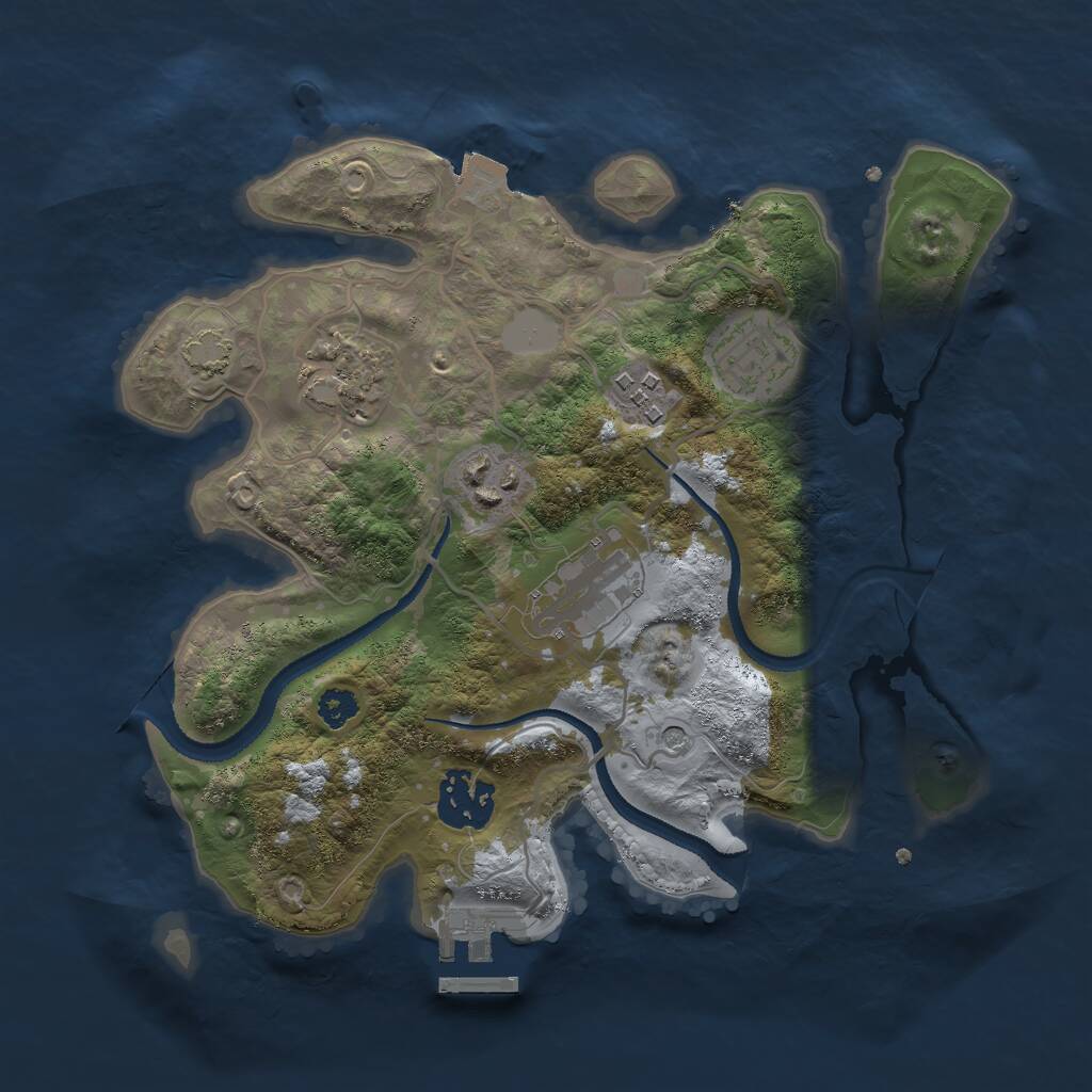 Rust Map: Procedural Map, Size: 2775, Seed: 1254687, 10 Monuments
