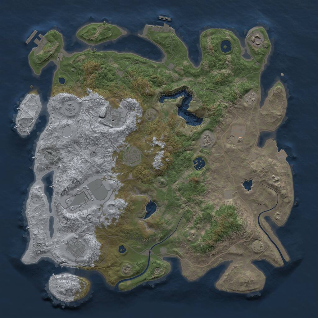 Rust Map: Procedural Map, Size: 4000, Seed: 289083, 14 Monuments