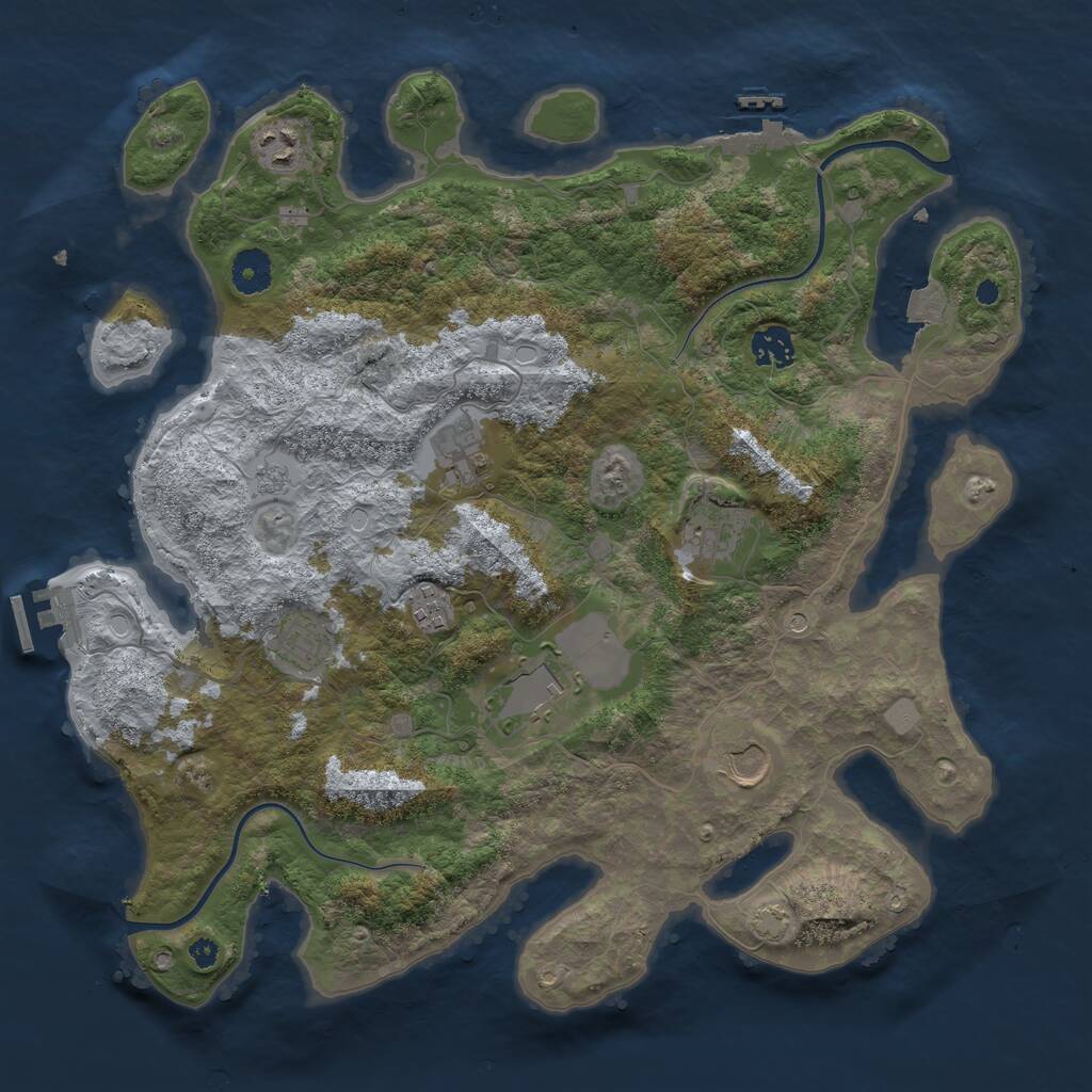 Rust Map: Procedural Map, Size: 3800, Seed: 90609, 14 Monuments