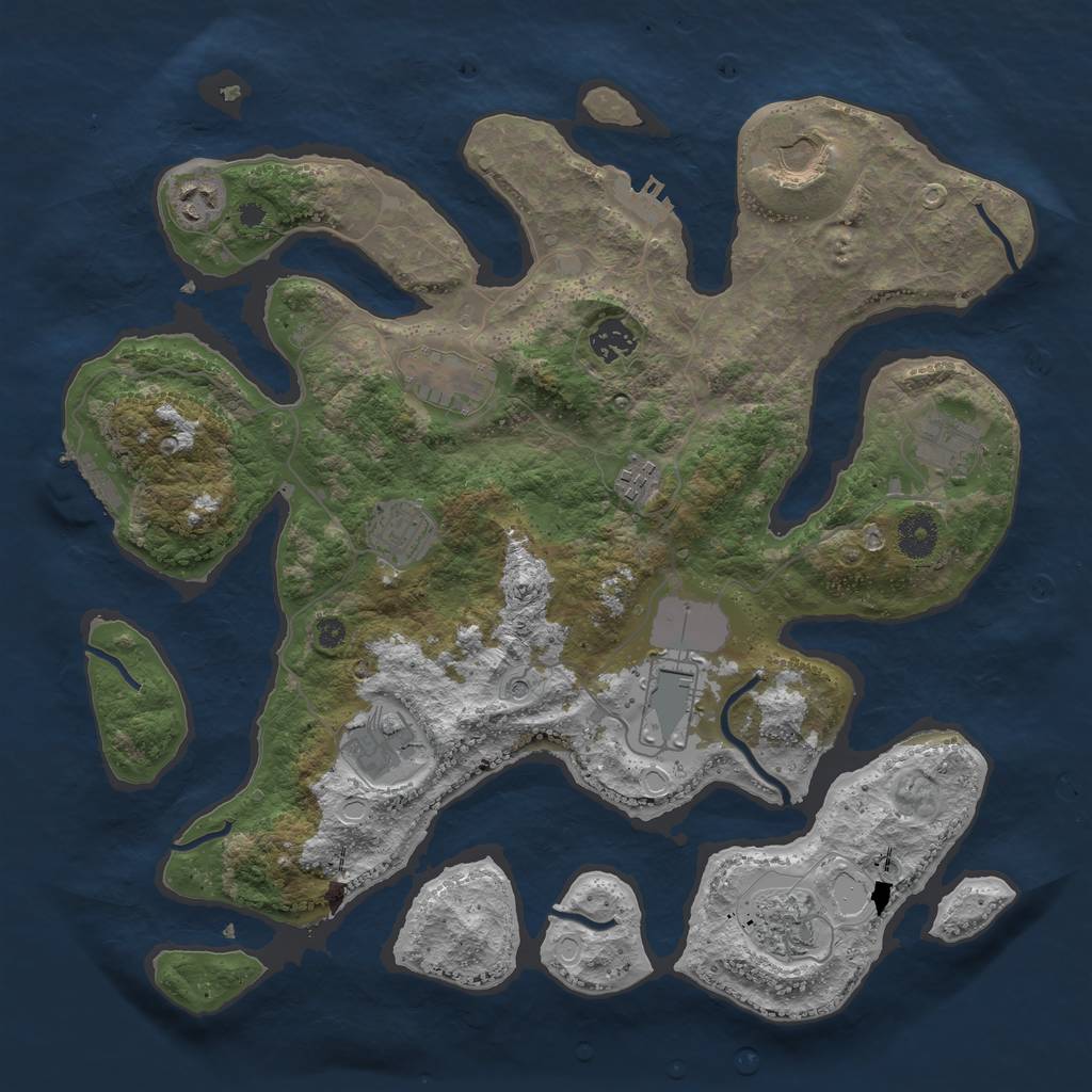 Rust Map: Procedural Map, Size: 3800, Seed: 84131, 18 Monuments