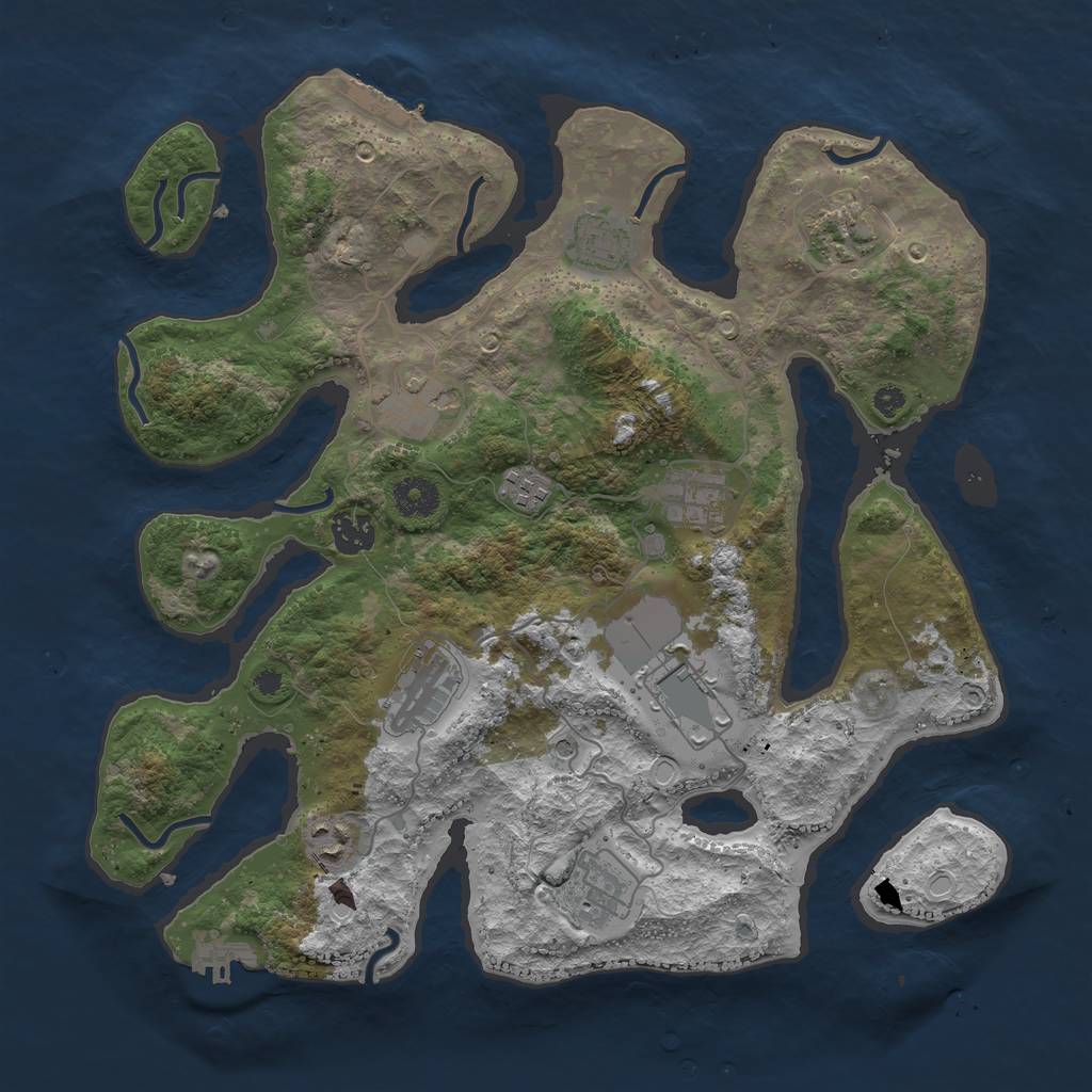 Rust Map: Procedural Map, Size: 3700, Seed: 1846619055, 18 Monuments