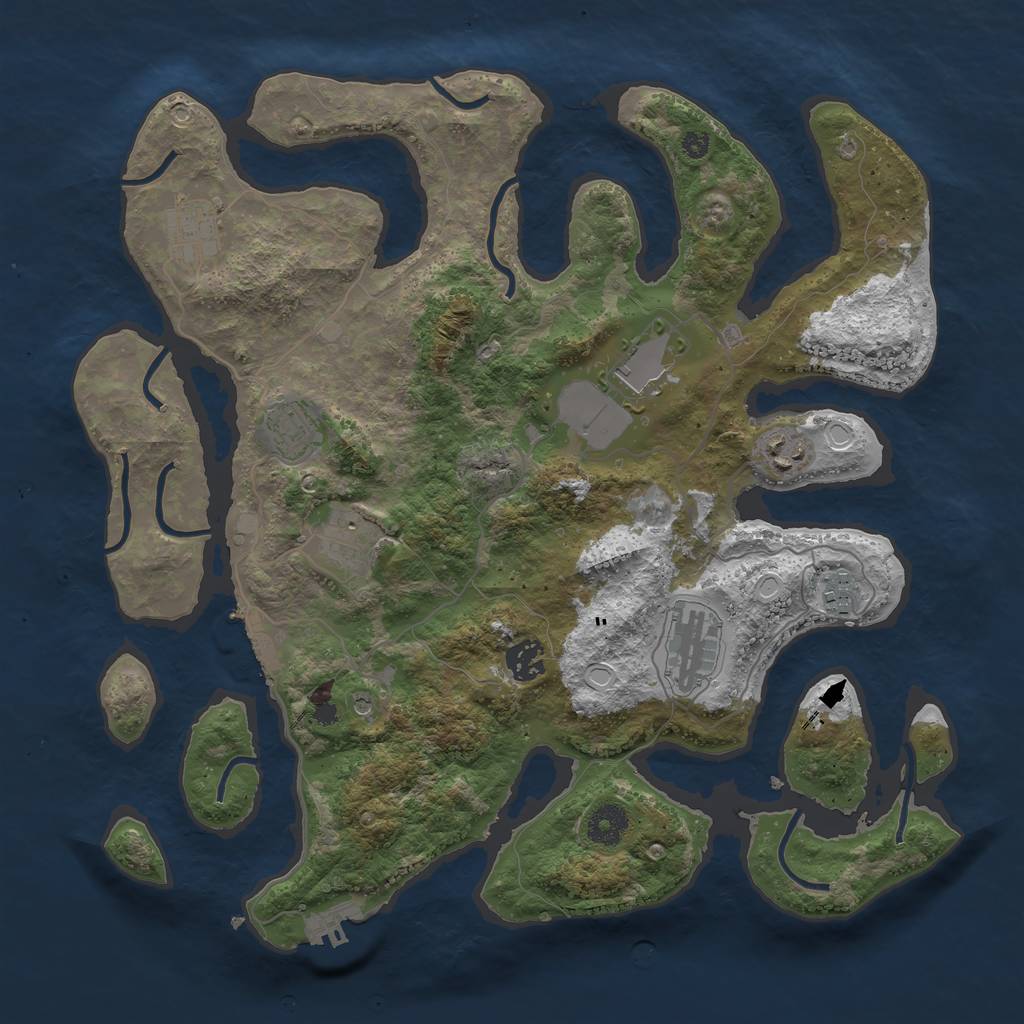 Rust Map: Procedural Map, Size: 3750, Seed: 930740480, 16 Monuments