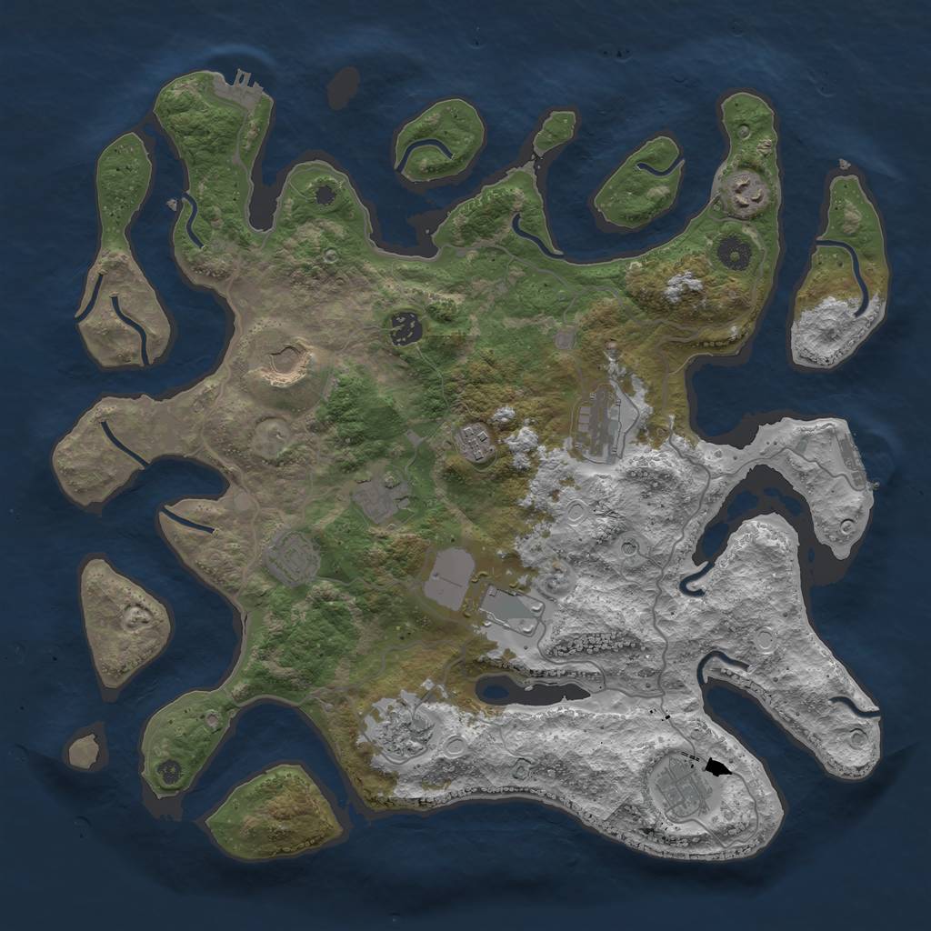 Rust Map: Procedural Map, Size: 4096, Seed: 101423642, 18 Monuments