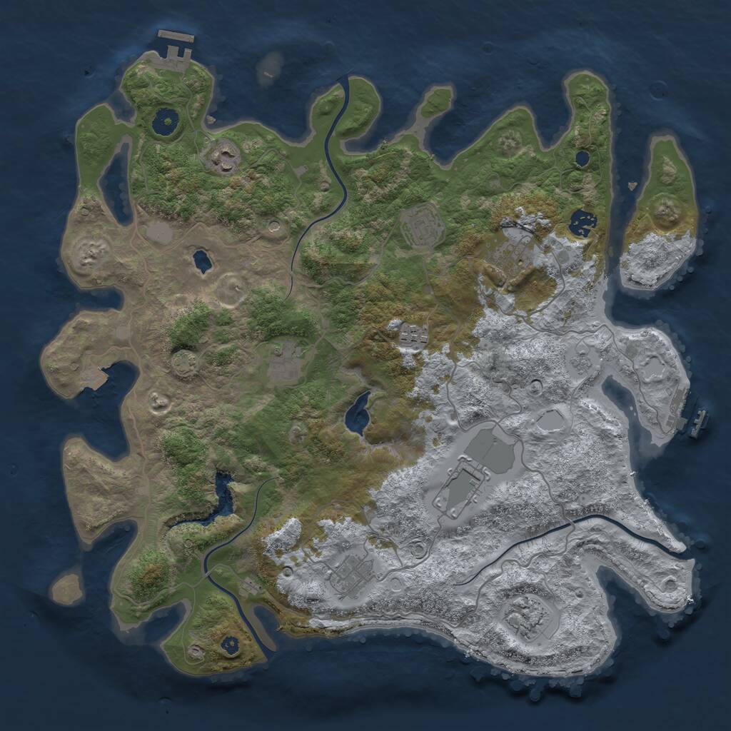 Rust Map: Procedural Map, Size: 4096, Seed: 101423642, 15 Monuments