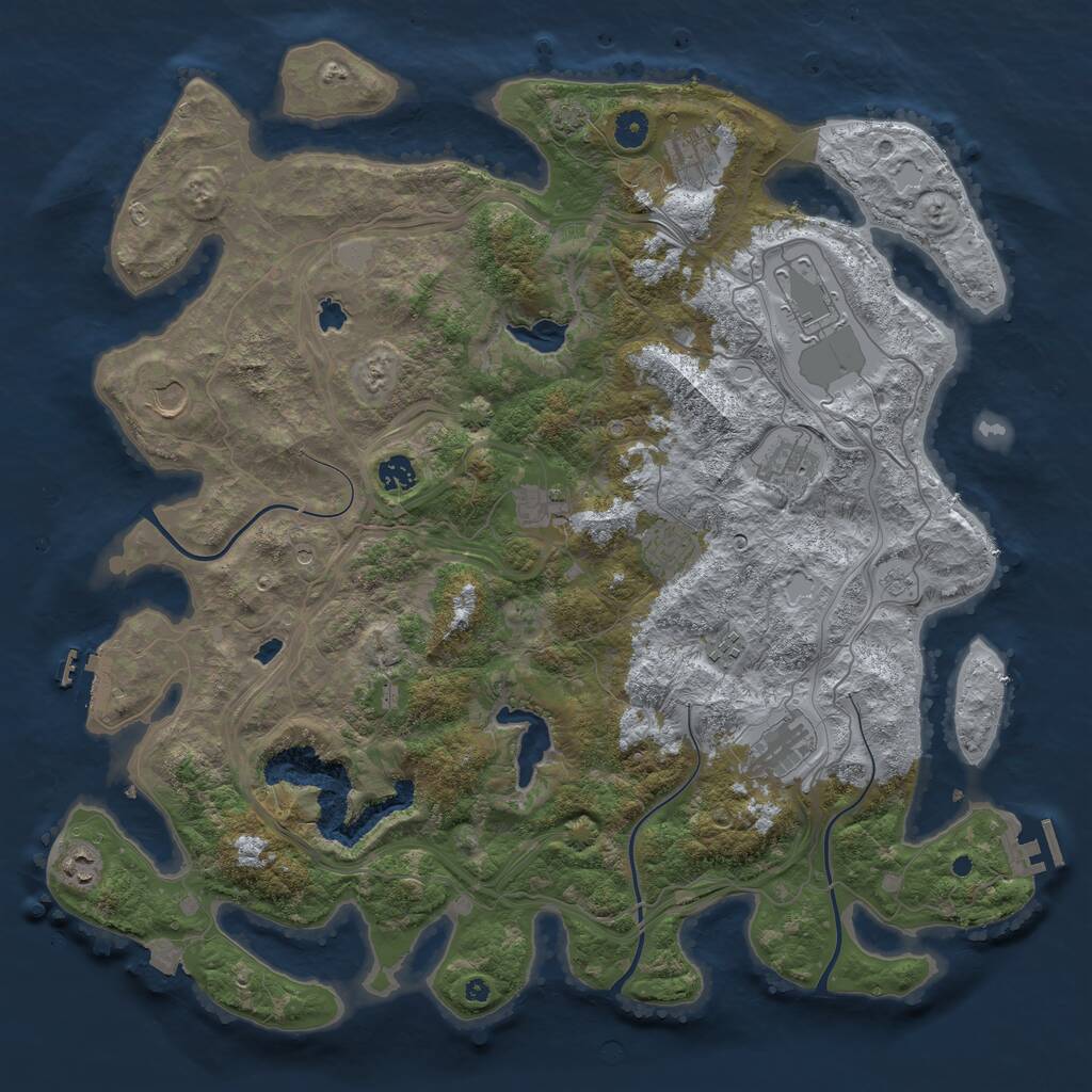 Rust Map: Procedural Map, Size: 4500, Seed: 110609, 16 Monuments