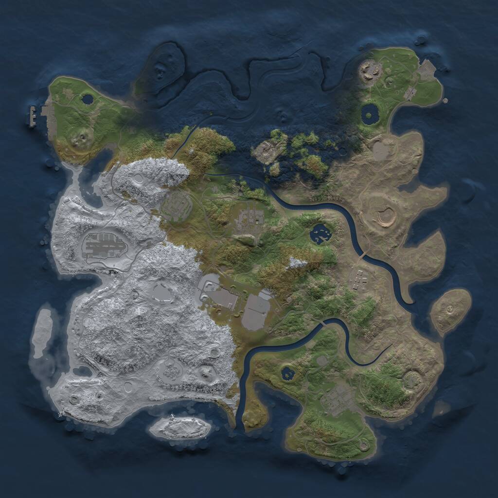 Rust Map: Procedural Map, Size: 3750, Seed: 6577843, 14 Monuments
