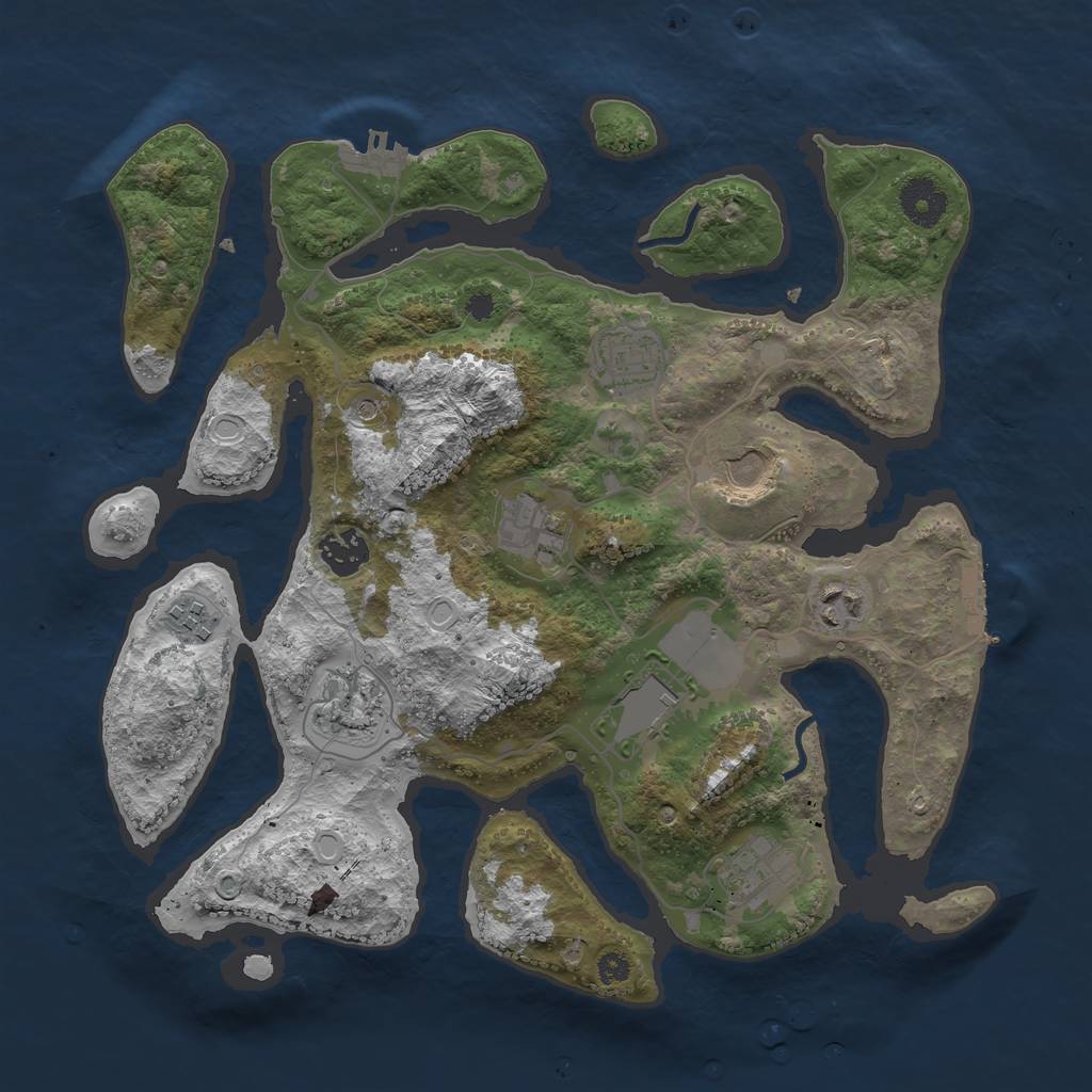 Rust Map: Procedural Map, Size: 3500, Seed: 1545857, 17 Monuments