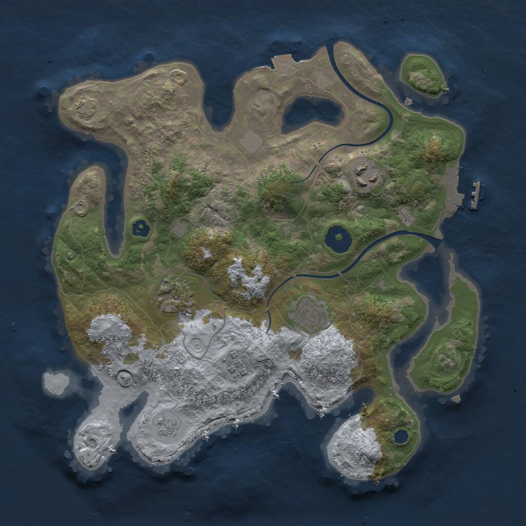 Rust Map: Procedural Map, Size: 3000, Seed: 207716, 8 Monuments