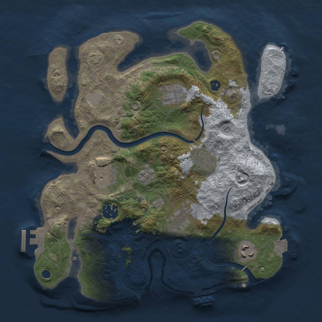 Rust Map: Procedural Map, Size: 3000, Seed: 572718, 12 Monuments