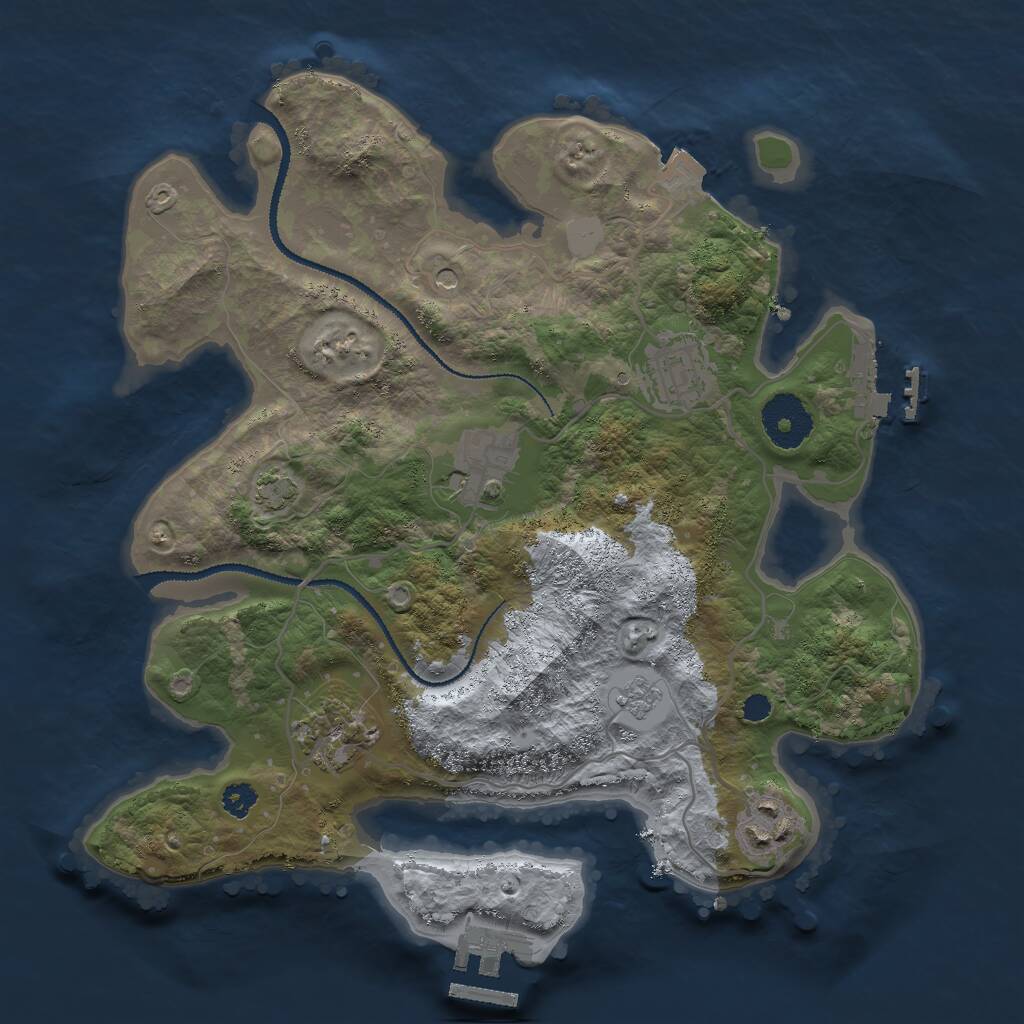 Rust Map: Procedural Map, Size: 3000, Seed: 175869, 10 Monuments