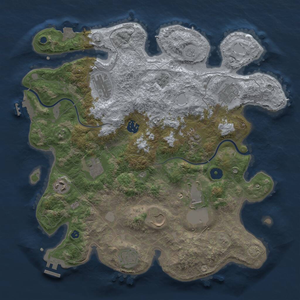 Rust Map: Procedural Map, Size: 3700, Seed: 4222, 16 Monuments