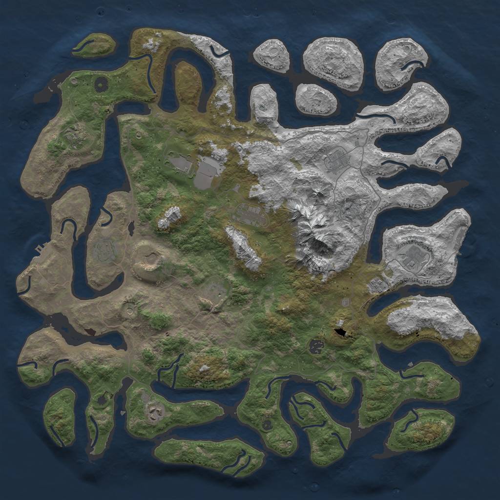 Rust Map: Procedural Map, Size: 5000, Seed: 39847564, 19 Monuments