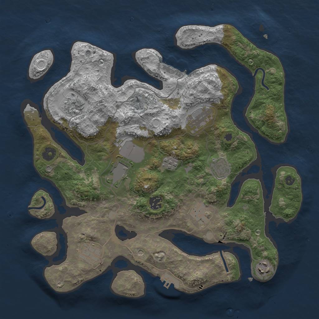 Rust Map: Procedural Map, Size: 3500, Seed: 65825, 17 Monuments