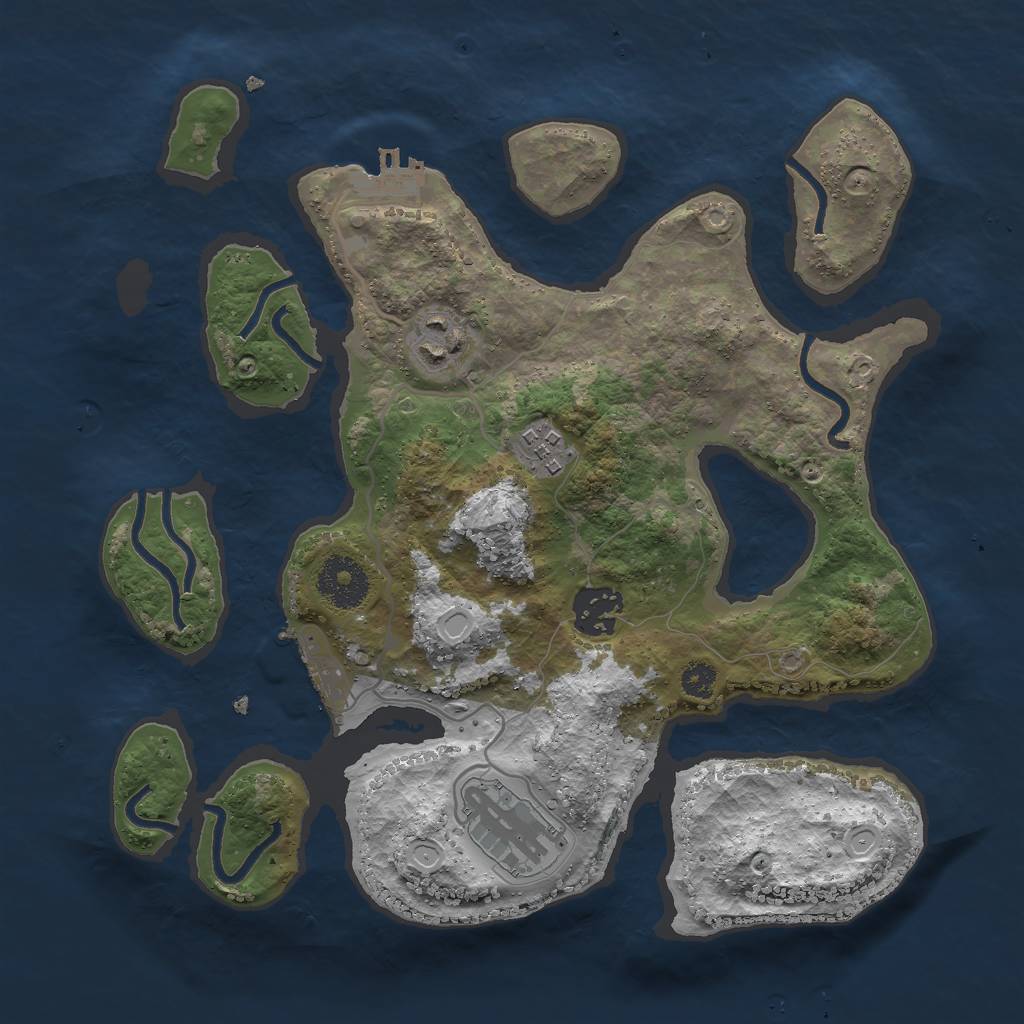 Rust Map: Procedural Map, Size: 3000, Seed: 106805903, 11 Monuments