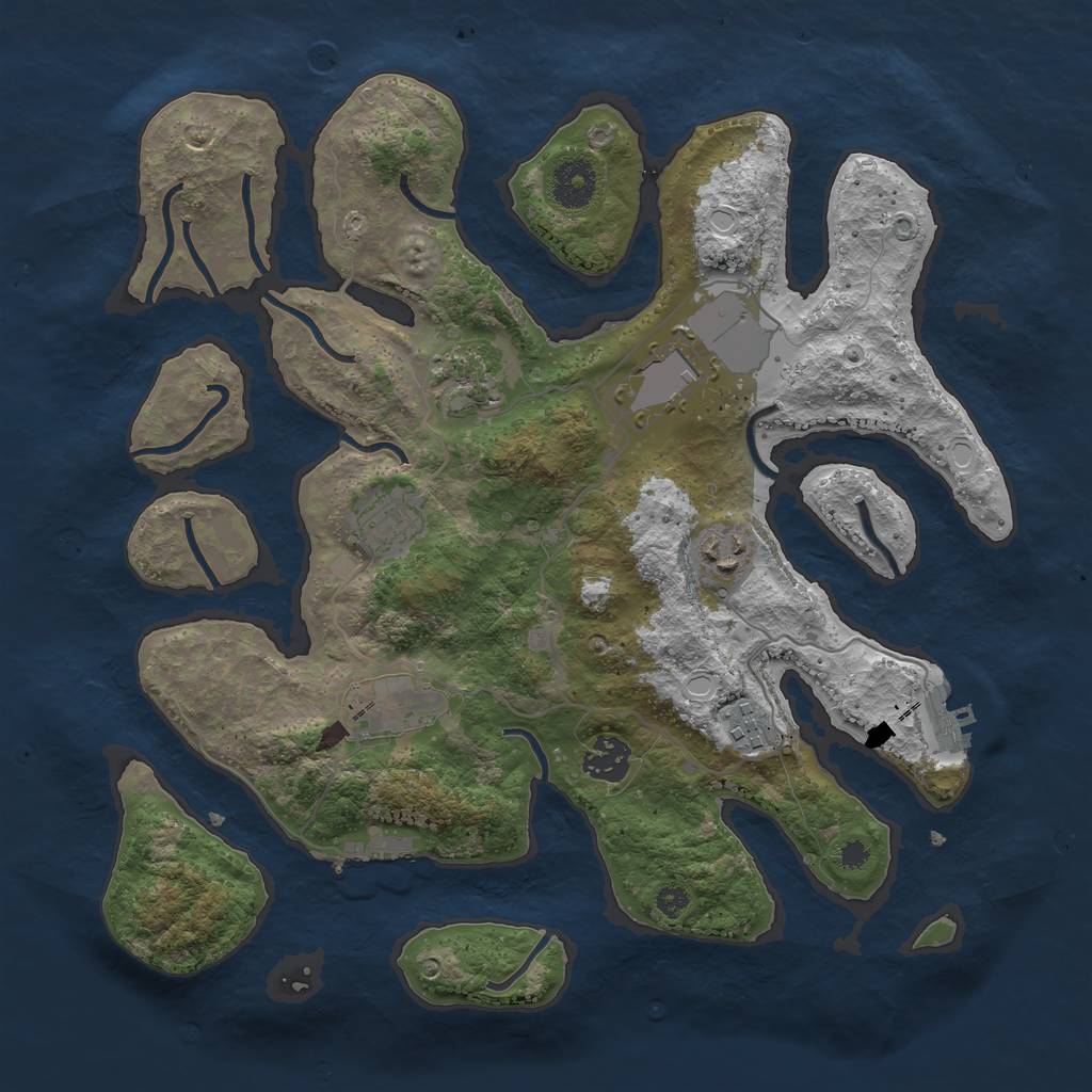 Rust Map: Procedural Map, Size: 3500, Seed: 66824, 14 Monuments