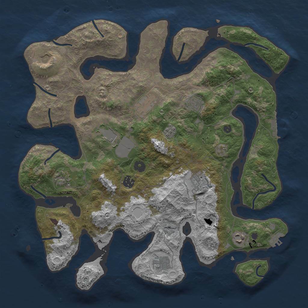 Rust Map: Procedural Map, Size: 4000, Seed: 663618, 18 Monuments