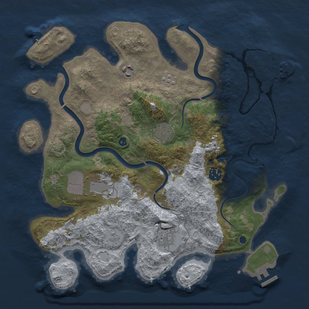 Rust Map: Procedural Map, Size: 3500, Seed: 1914757680, 12 Monuments
