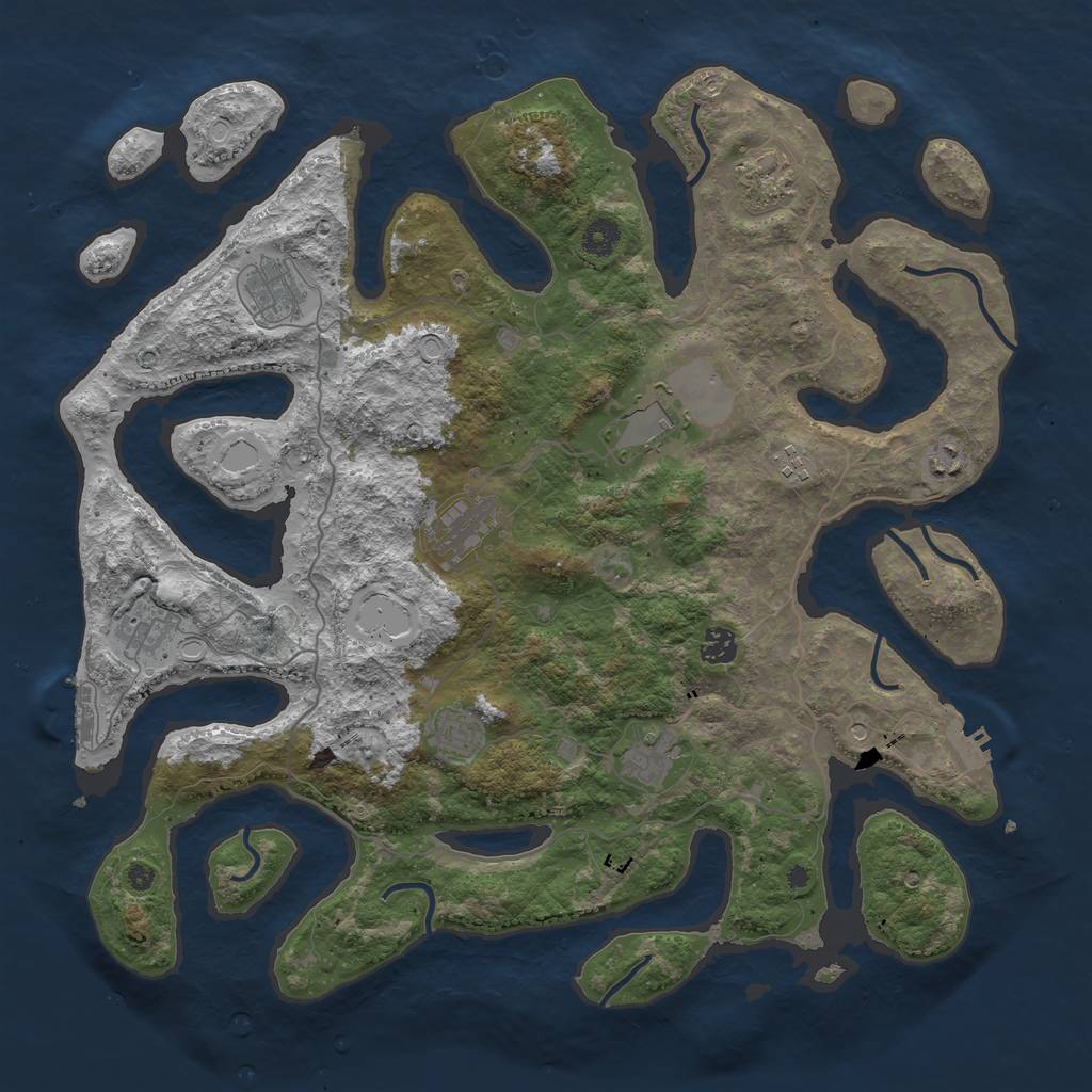 Rust Map: Procedural Map, Size: 4300, Seed: 884324584, 18 Monuments