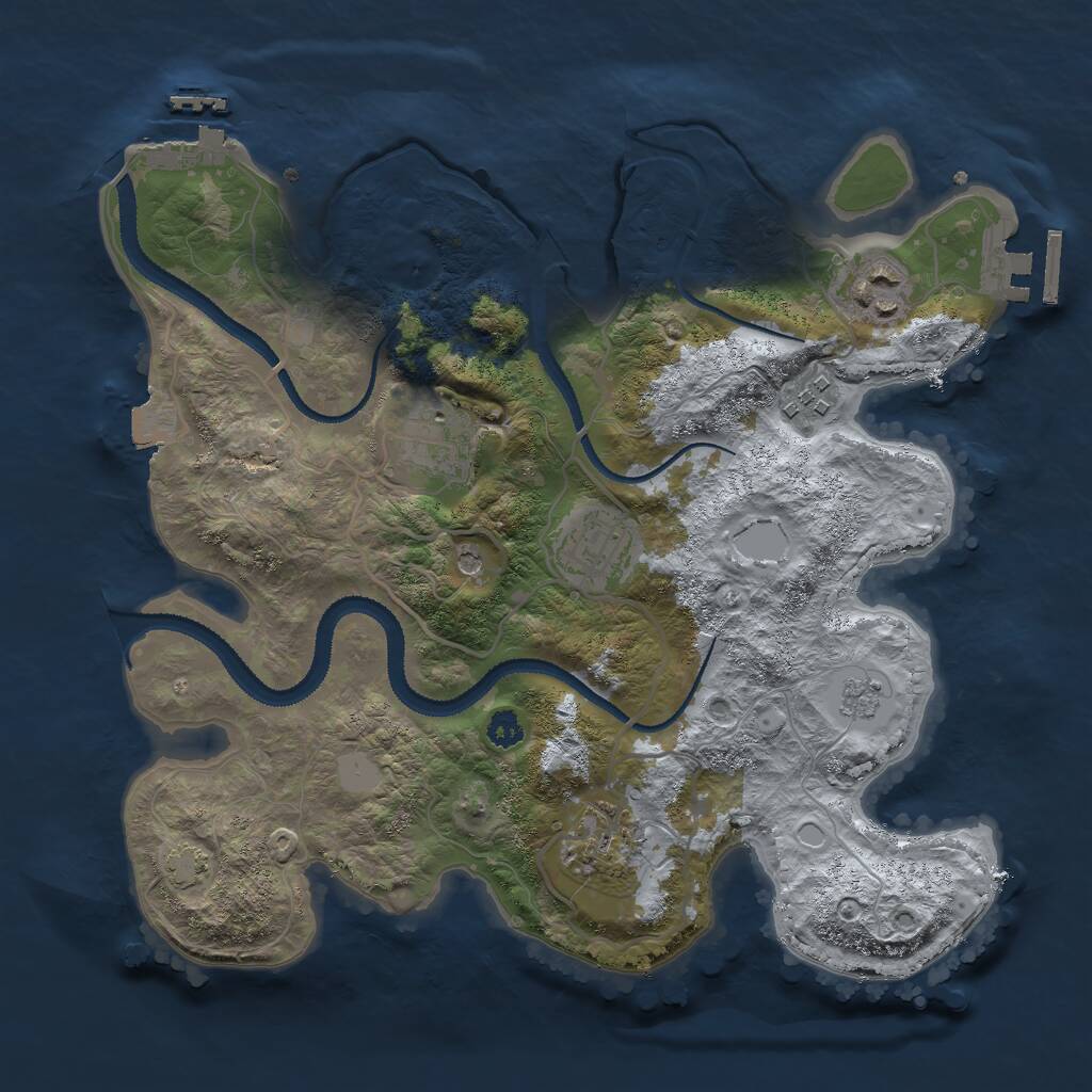 Rust Map: Procedural Map, Size: 3000, Seed: 904640, 11 Monuments