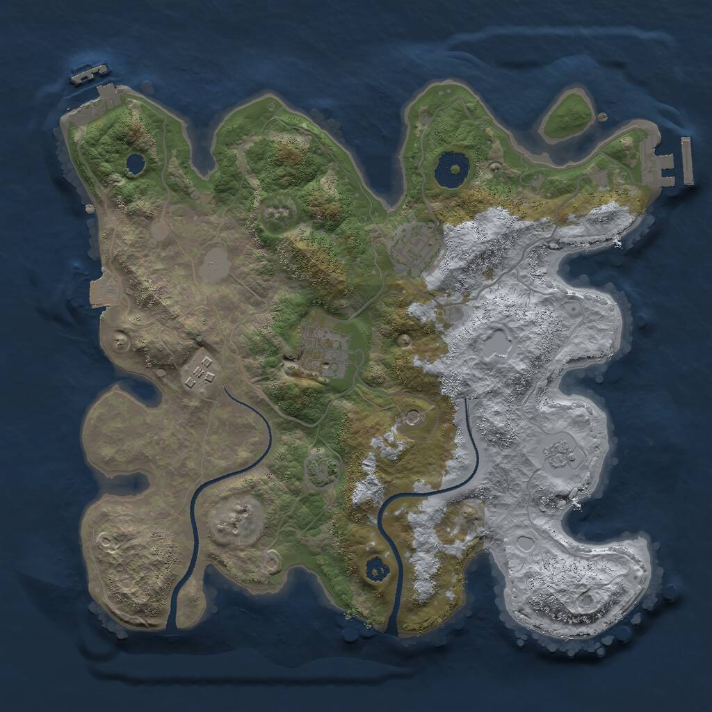Rust Map: Procedural Map, Size: 3000, Seed: 904640, 9 Monuments