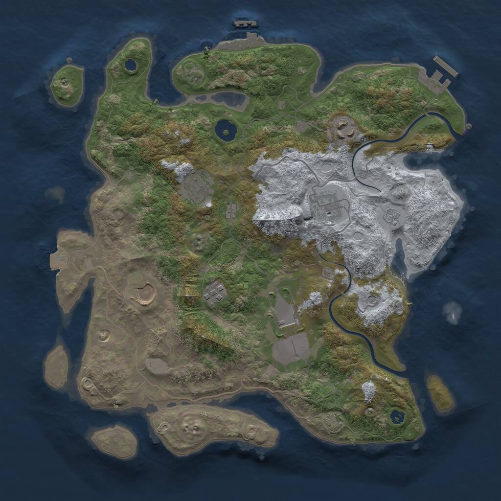 Rust Map: Procedural Map, Size: 3500, Seed: 284935717, 12 Monuments